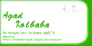 agad kolbaba business card